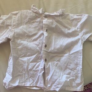 Bonpoint dotted ruffle collar baby top pink